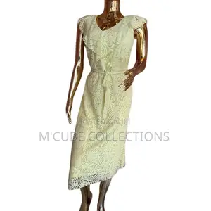 Cream Lace Ruffle Dress