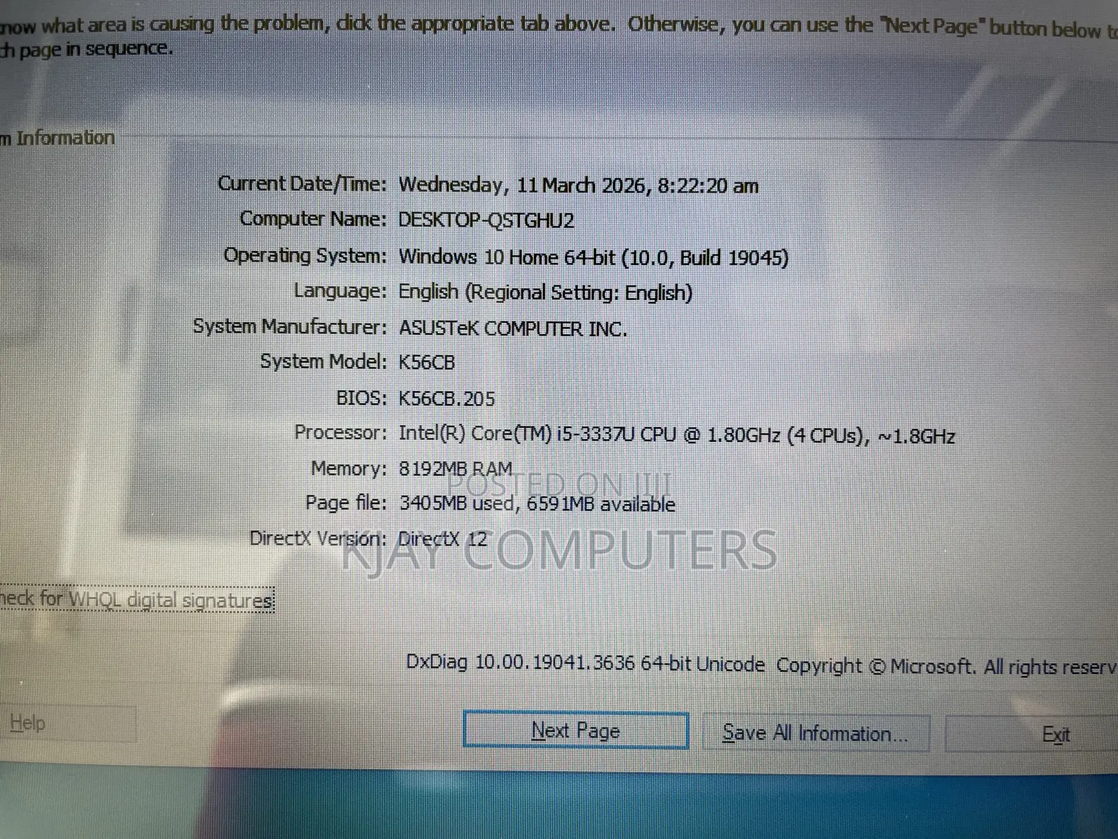 Laptop Asus K56CB 8GB Intel Core i5 SSD 250GB