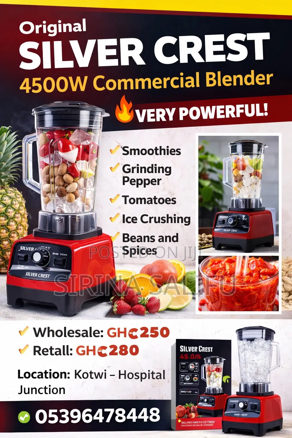 Original Silver Crest 4500w Commercial Blender-Very Powerful–Wholesale