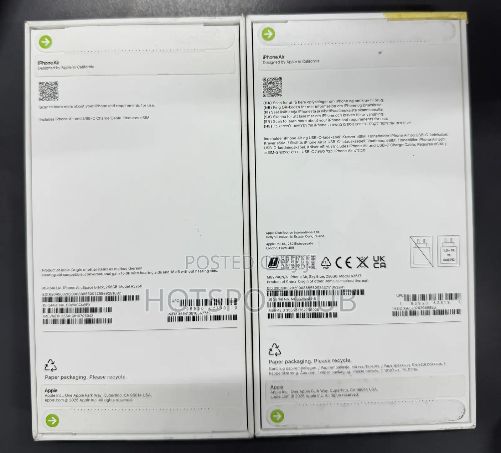 New Apple iPhone Air 256 GB Black