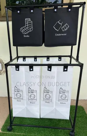 2 Tier Laundry Basket With Compartments and Wheels
