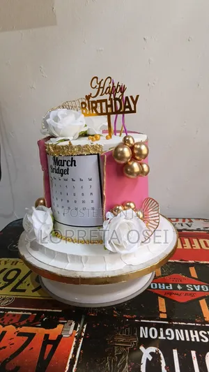 Pink and White Birthday Cake