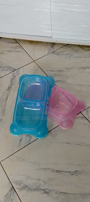Pink , Blue Plastic Dog Bowls