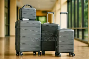 4set Durable Anticrake Luggages With Cosmetic Bag in Gray Blue Colors