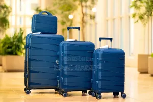 4set Durable Anticrake Luggages With Cosmetic Bag in Gray Blue Colors