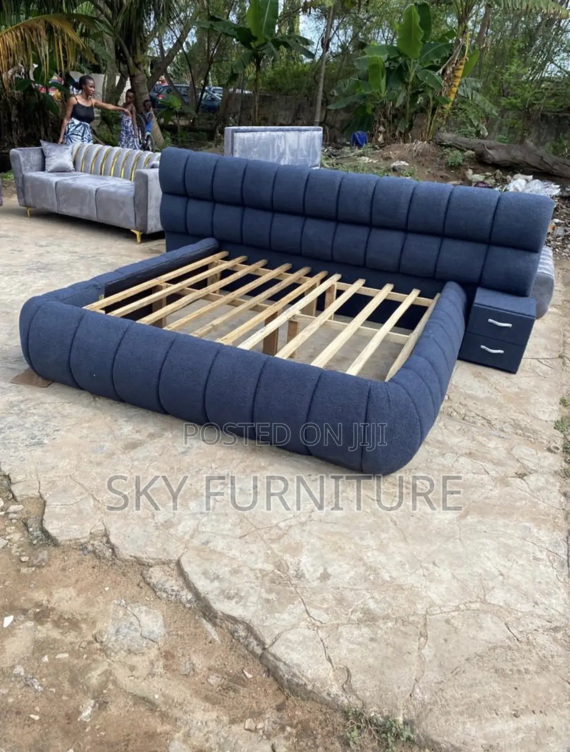 Slausser Oversized Double Bed Frame With One Side Drawer