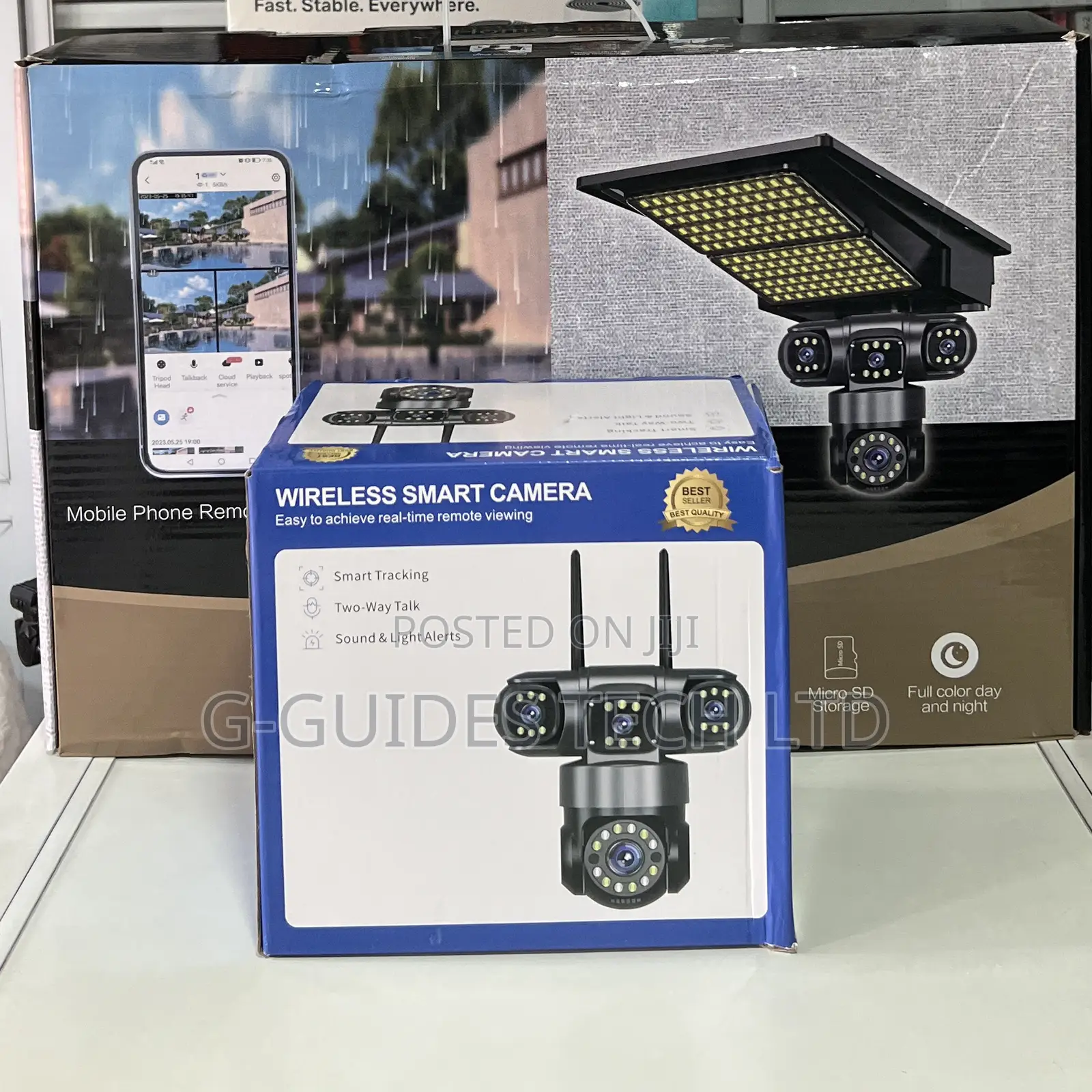 Aov 4g Solar-Powered Street Light Security Camera 4-Lens