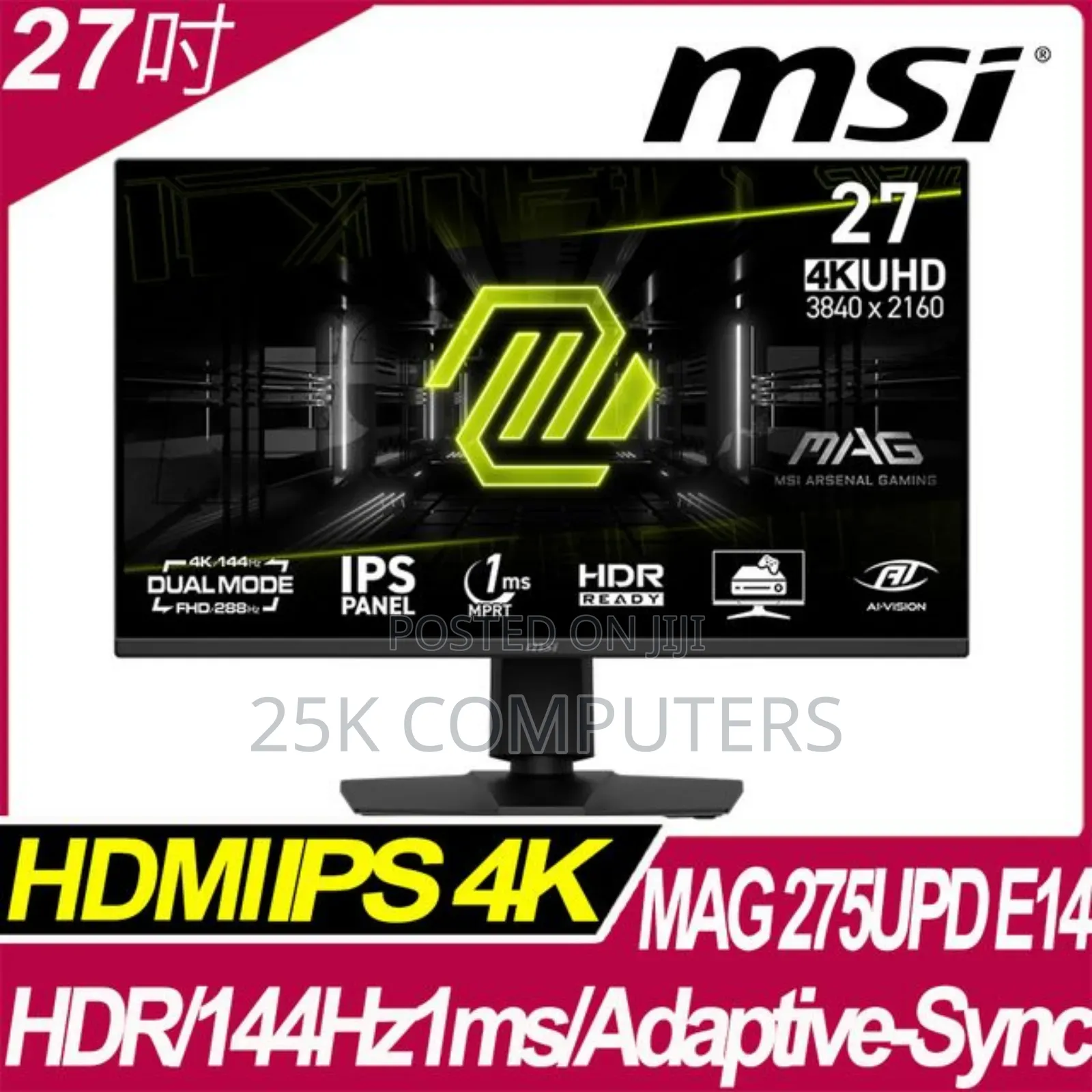 Msi 27inch 4k 144hz 1ms Ips Monitor