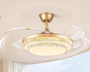 Voice Control Retractable Led Ceiling Fanlight With Bluetooth + Remote