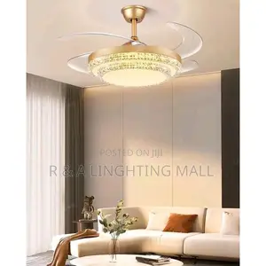 Voice Control Retractable Led Ceiling Fanlight With Bluetooth + Remote