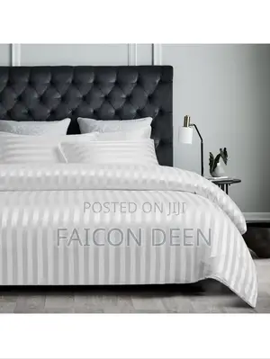 Pure Cotton Excellence ; White Stripped Cotton Duvet Cover Only