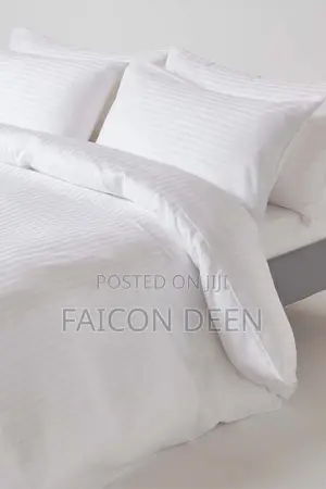 Softness Your Guest Would Love: White Cotton Stripped Duvet Cover Only