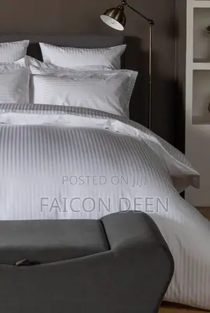 Superior Cotton Finish ;White Stripped Duvet Cover Only
