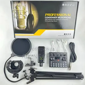 Professional Condenser Microphone With V8 Sound Card