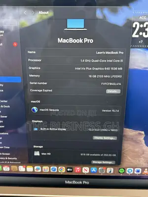 Laptop Apple MacBook Pro 2019 16GB Intel Core i5 SSD 256GB