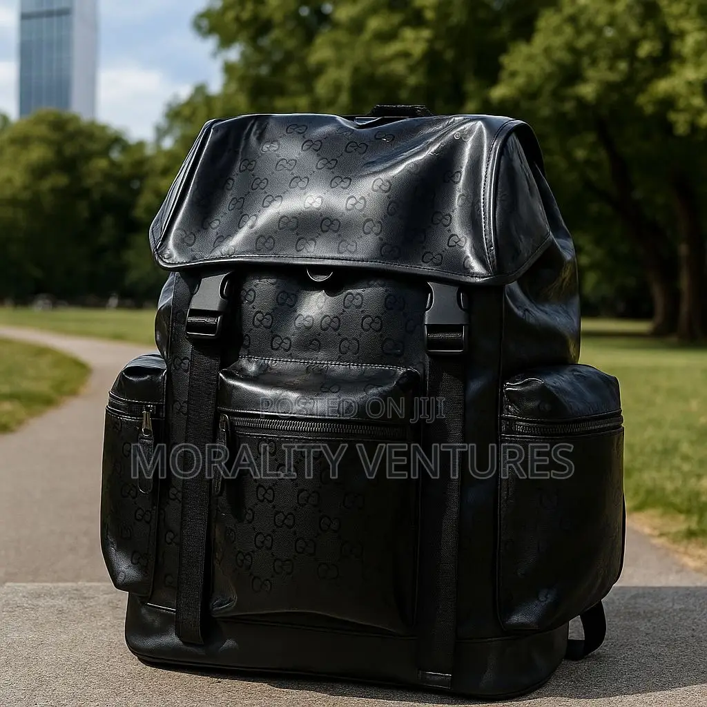Gucci Black Leather Jumbo Gg Backpack