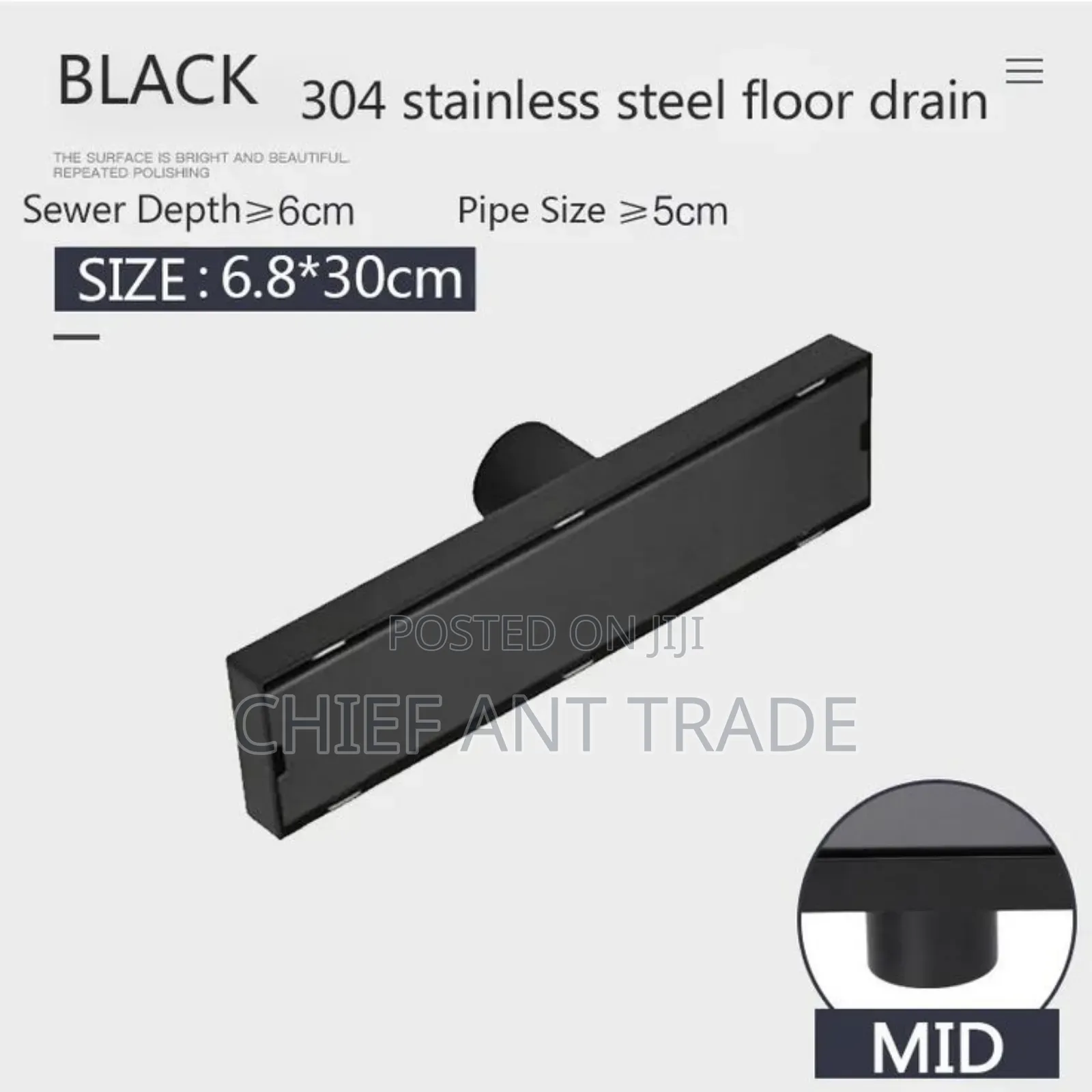 30cm Black Floor Drain Drainer