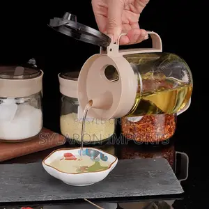 5-Piece Glass Seasoning Jar Set With Lids Handles