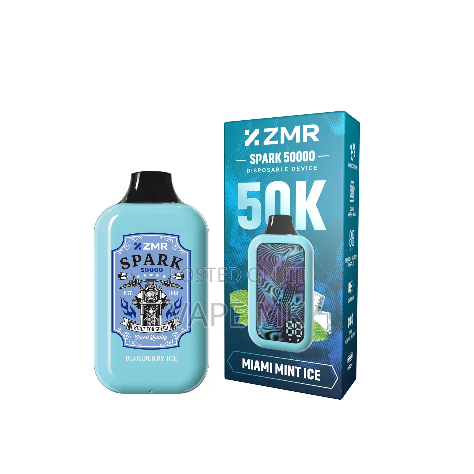 ZMR Spark50000 Puffs Miami Mint Ice Disposable Vape 25ml 650mah Type-C