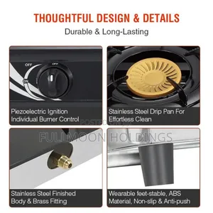 Amvo Gas Burner 2 Stainless Steel Top Auto Gas Cooker Table Top