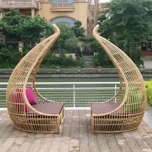 Outdoor Basket Chair With Foam and Pillows