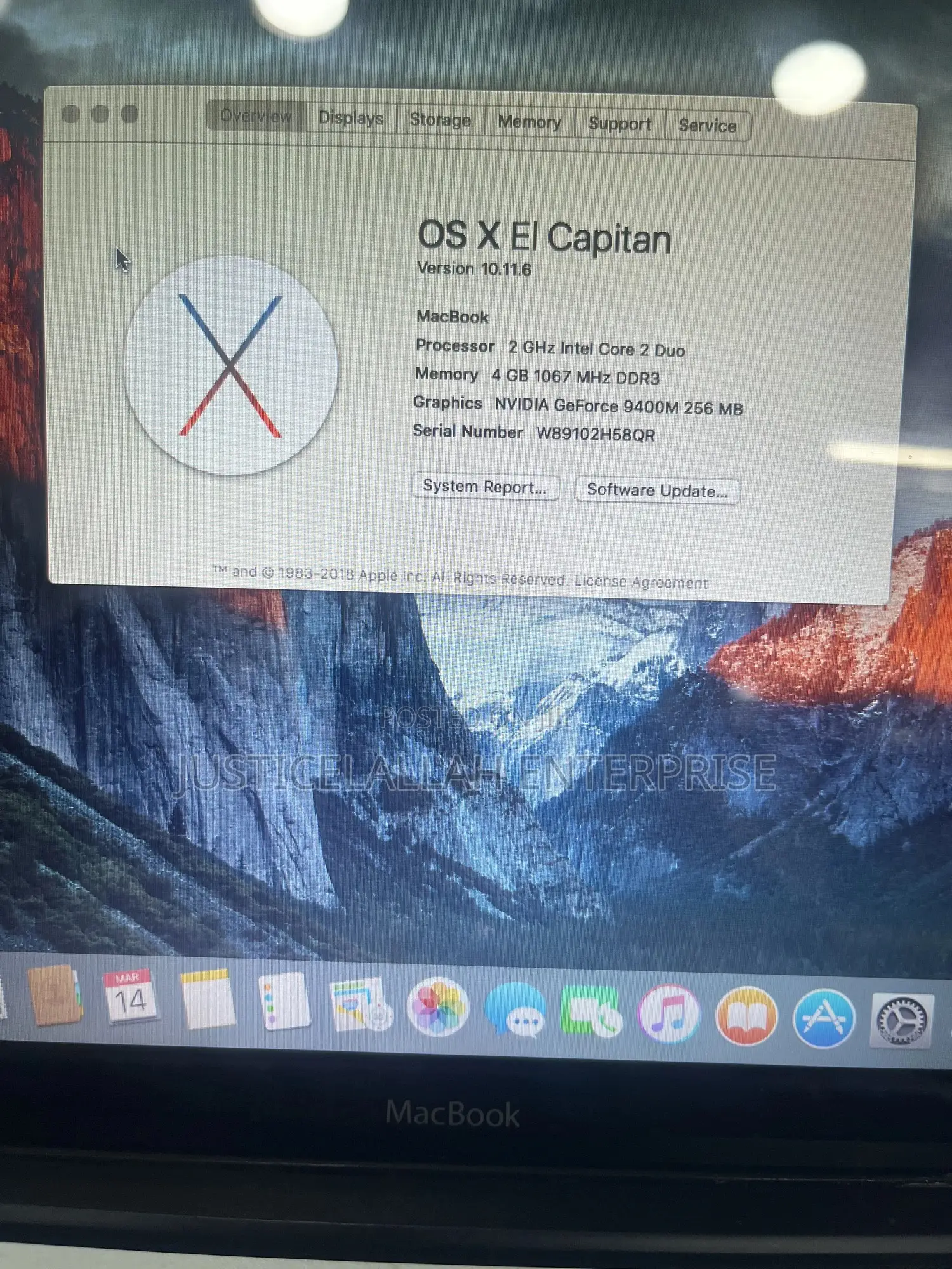 Laptop Apple MacBook Pro 4GB Intel Core 2 Duo HDD 1T