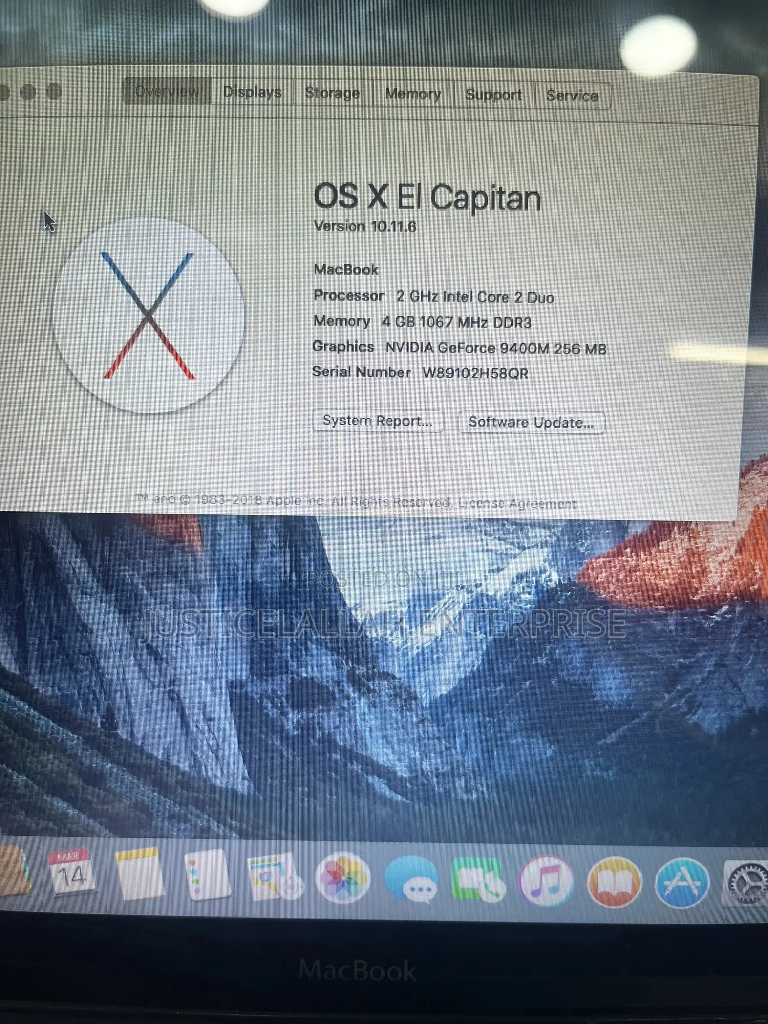 Laptop Apple MacBook Pro 4GB Intel Core 2 Duo HDD 1T