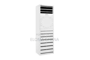 A Sleek White Lg 3.0 Hp Floor Standing Dual Inverter Air Conditioner.