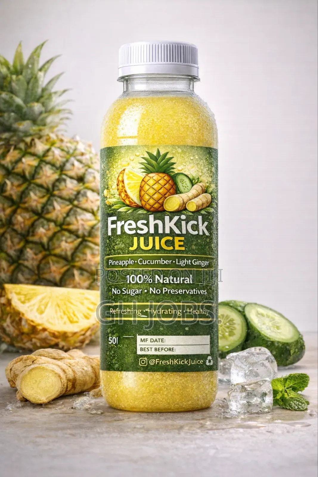 Freshkick Pineapple, Cucumber And Ginger Juice
