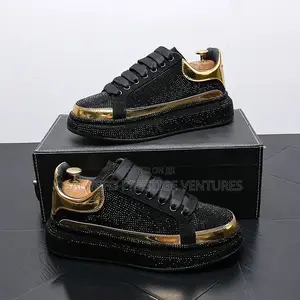 Rhinestone Luxury Platform Sneakers Black/Gold
