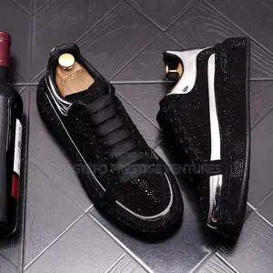 Rhinestone Luxury Platform Sneakers Black/Silver