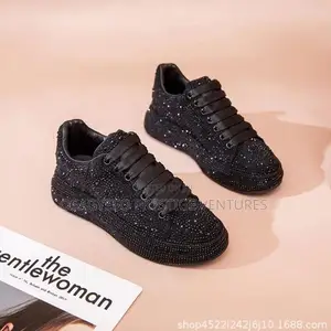 Rhinestone Luxury Platform Sneakers Black