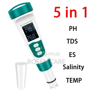 5 in 1 Ph Meter, Tds, Ec, Salt, Temps, Water Quality Tester Device