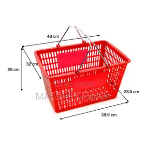 Shopping Basket Plastic With Steel Handle 28l Red Colour