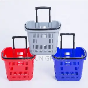 Shopping Trolley With Wheel and Handle 55l Red Colour