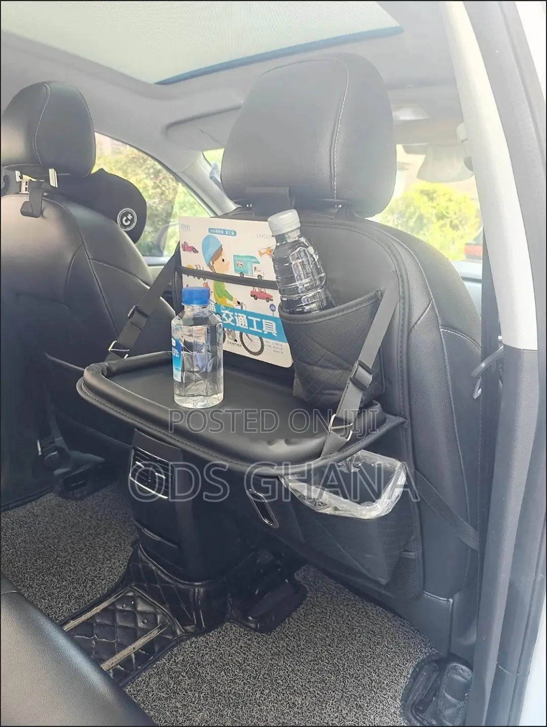 Car Seat Back Organizer - Luxury Backseat Storage Bag With Tissue Box