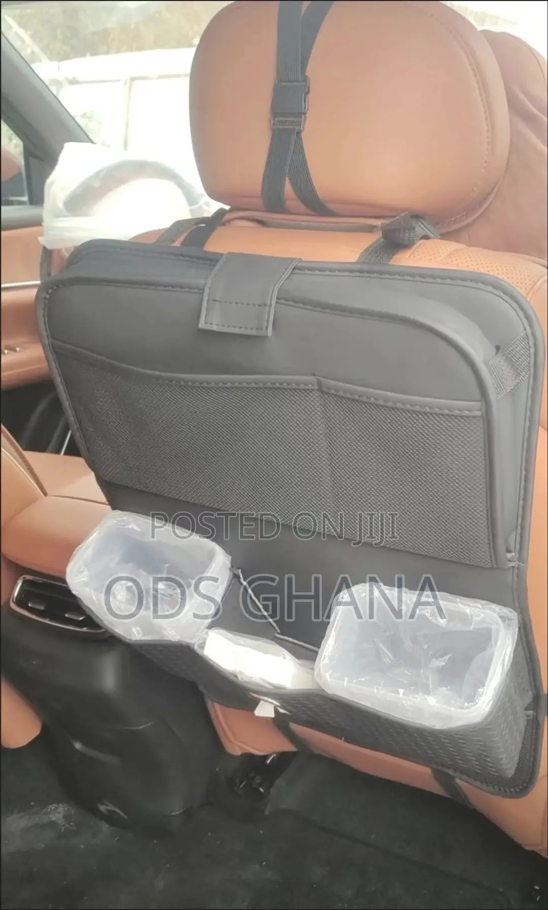 Car Seat Back Organizer - Luxury Backseat Storage Bag With Tissue Box