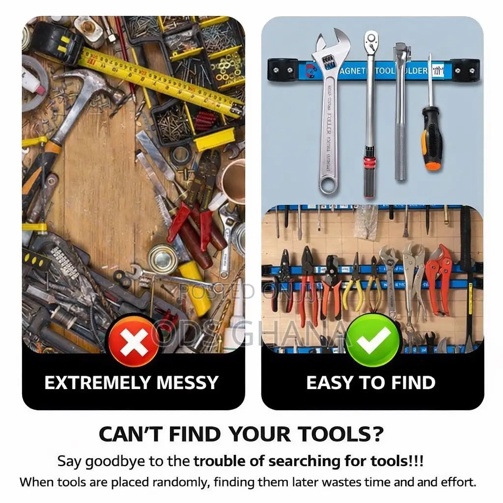 Strong 24" Magnetic Organizer Tool Holder for Kitchen and Workshop