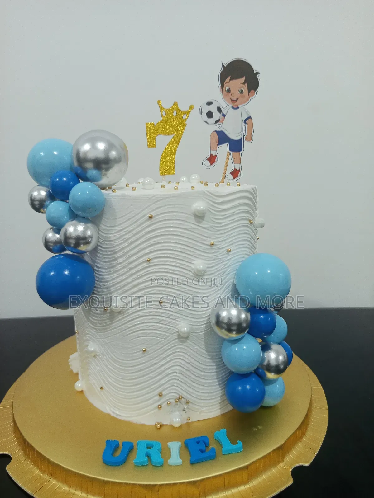 White and Blue Kids Cake