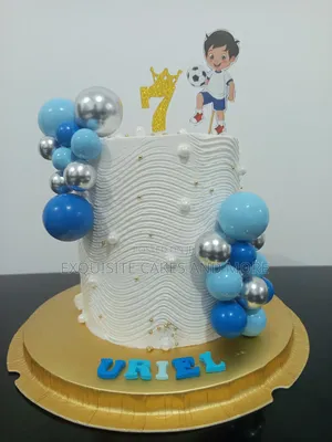 White and Blue Kids Cake