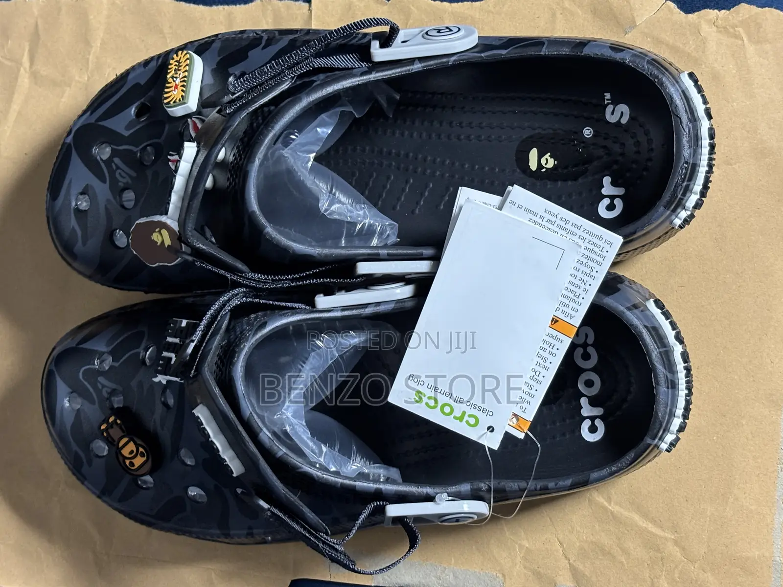 Unisex Pattern Crocs Clogs Strong Sole Grip Size 40-45 Black Available