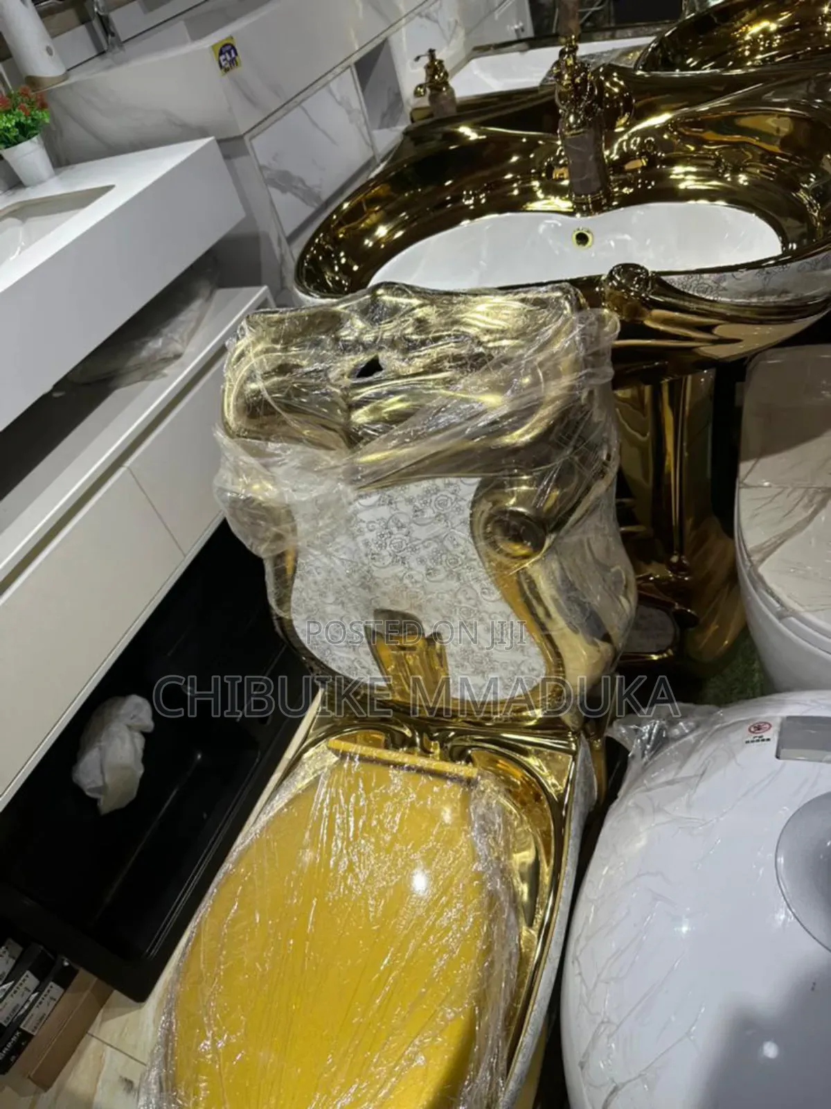 Gold Toilet Seat and Basin