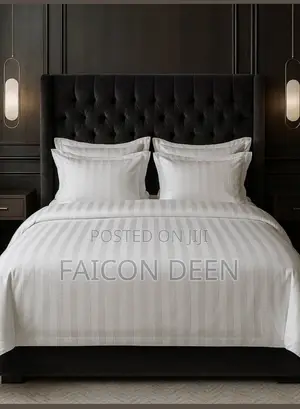 Premium White Bedding ( White Stripped Duvet Cover Only