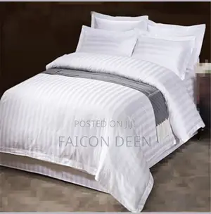 Clean , Crisp, Comfortable White Stripped Duvet Cover Only