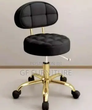 Professional Gold Black Rolling Salon Stool