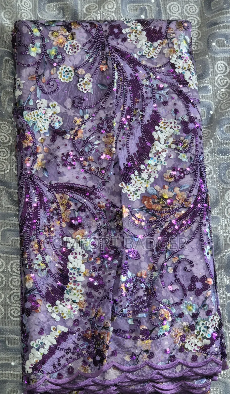 Beautiful Embellished Purple Sequin Lace