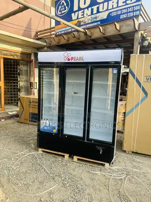 Authentic Sleek Display Fridge Three Doors Pearl