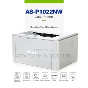 Asta Laserjet Printer P1022nw B&W With Wireless & Network Printer