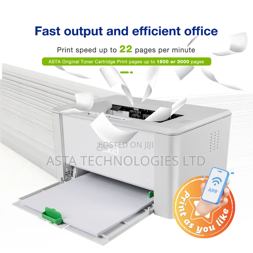 Asta Laserjet Printer P1022nw B&W With Wireless & Network Printer