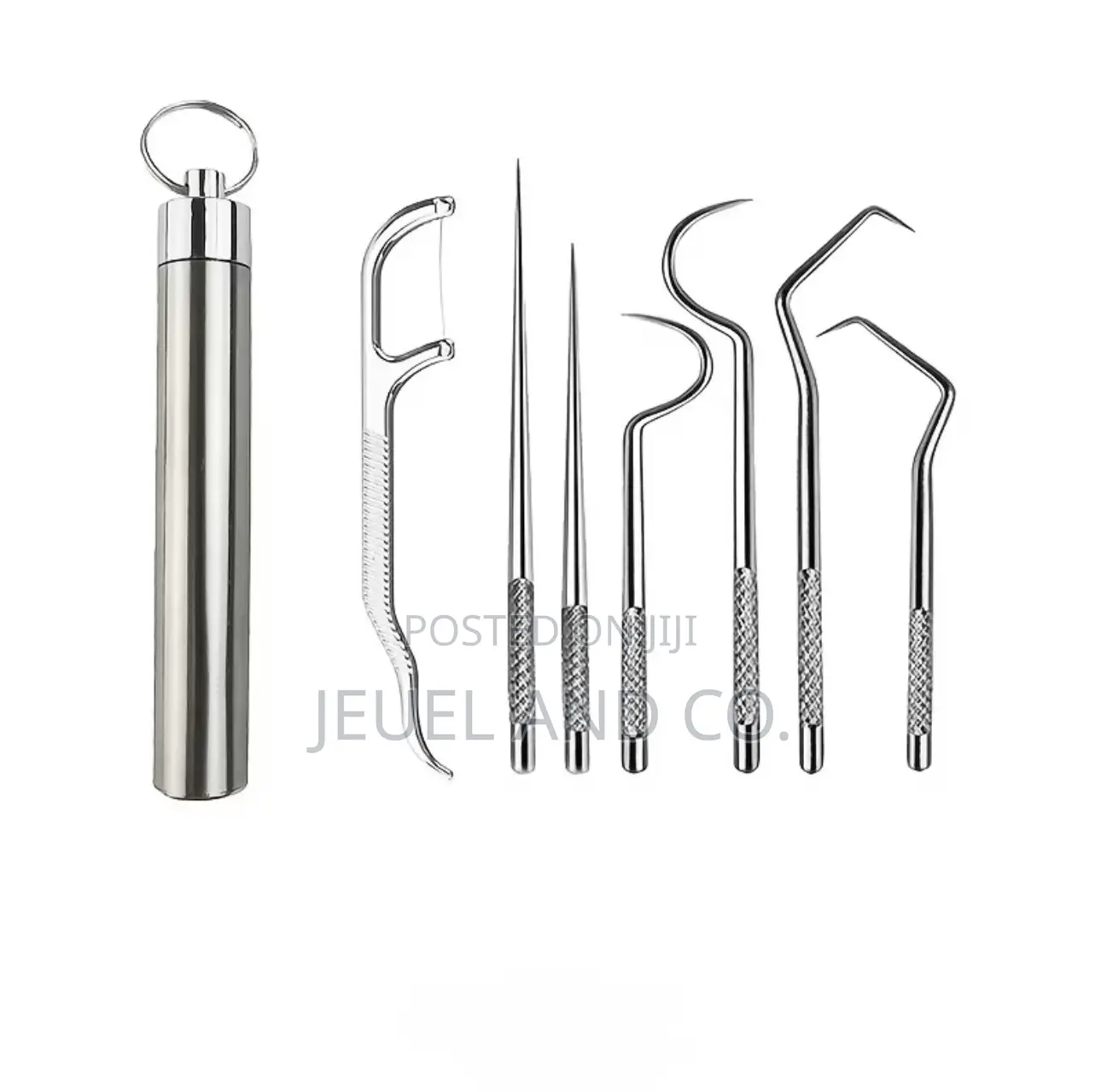 Portable Stainless Steel Pocket Toothpick Kit With Reusable Floss